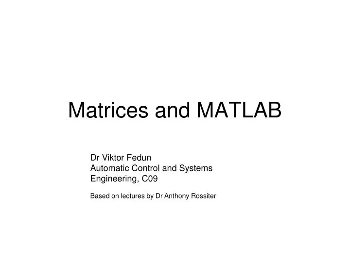 matrices and matlab