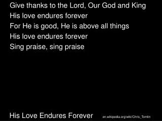 his love endures forever