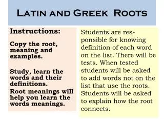 Latin and Greek Roots