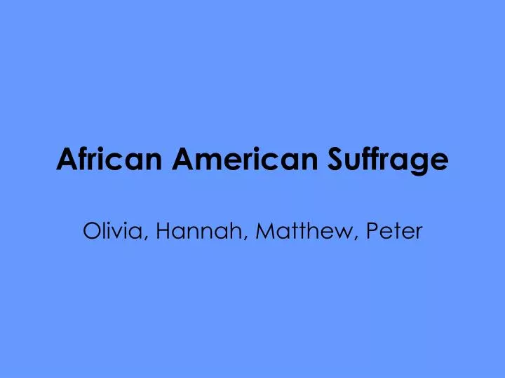 african american suffrage