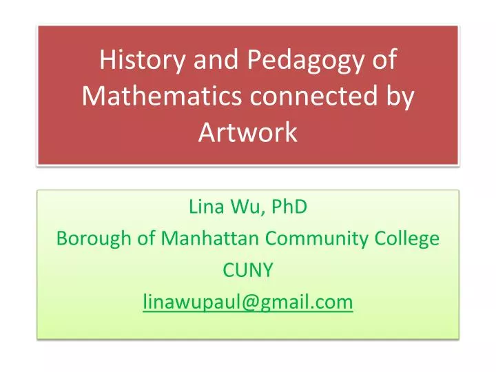 history and pedagogy of mathematics connected by artwork