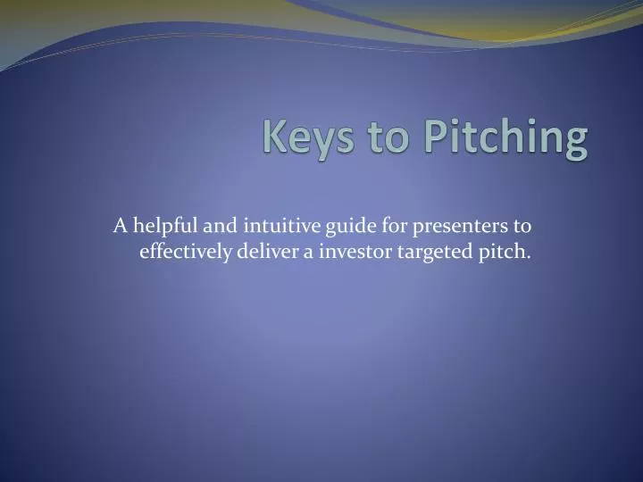 keys to pitching