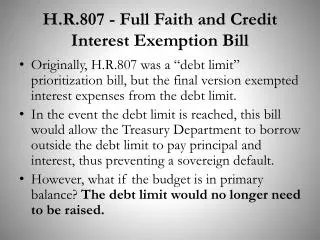 H.R.807 - Full Faith and Credit Interest Exemption Bill