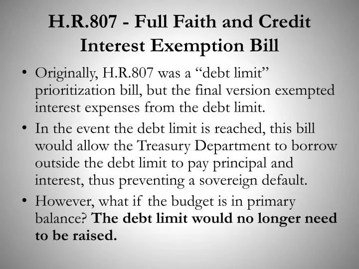 h r 807 full faith and credit interest exemption bill
