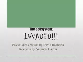 The ecosystem: INVADED!!!