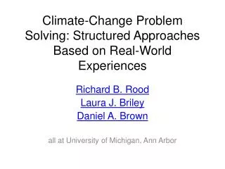 Climate-Change Problem Solving: Structured Approaches Based on Real-World Experiences