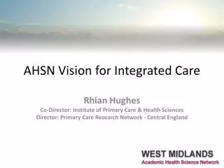 AHSN Vision for Integrated Care