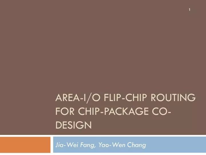 area i o flip chip routing for chip package co design