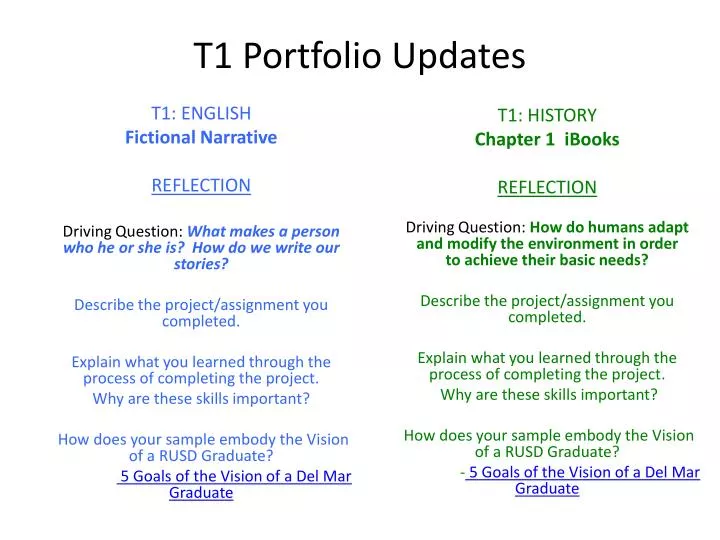 t1 portfolio updates