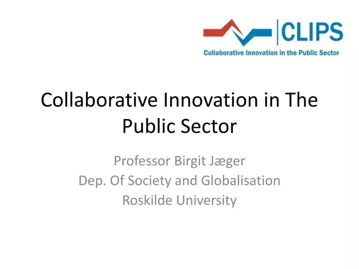 collaborative innovation in the public sector