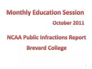 Monthly Education Session October 2011
