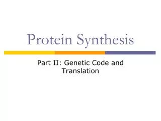 Protein Synthesis