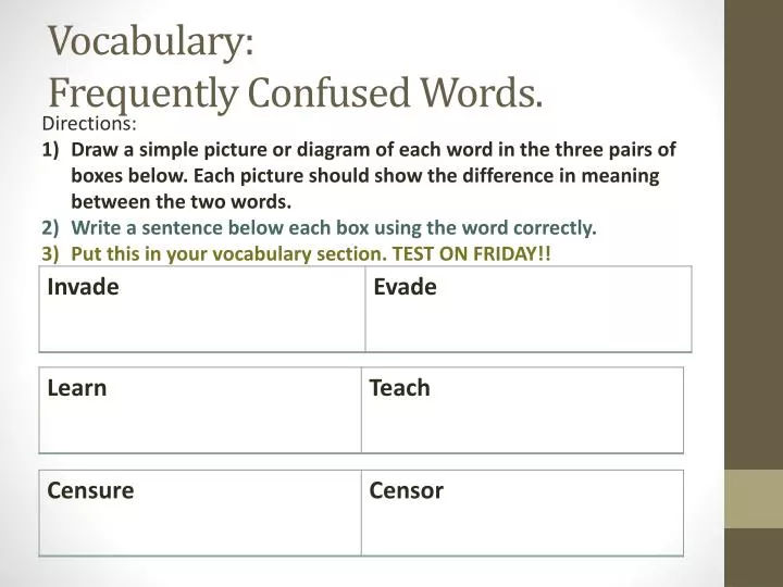vocabulary frequently confused words