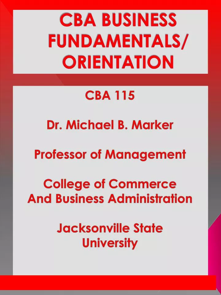 cba business fundamentals orientation