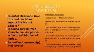 Unit 5, Lesson 7 Mock Trial