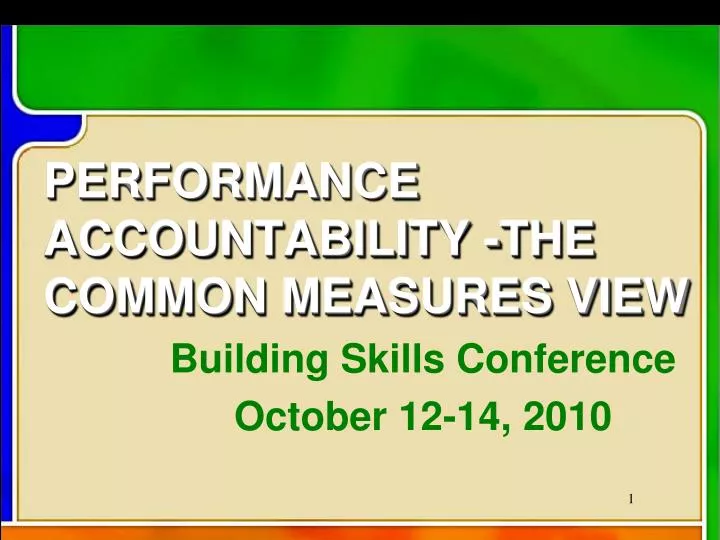 performance accountability the common measures view