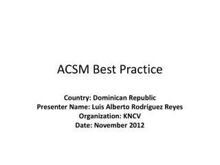 ACSM Best Practice
