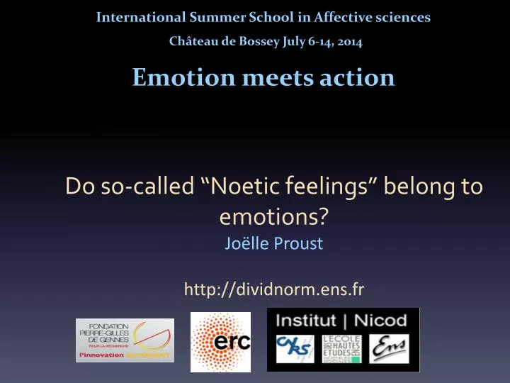 do so called noetic feelings belong to emotions jo lle proust http dividnorm ens fr