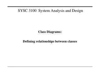 SYSC 3100 System Analysis and Design