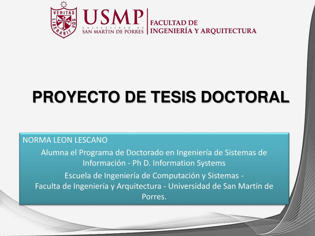 PPT - PROYECTO DE TESIS DOCTORAL PowerPoint Presentation, free download ...