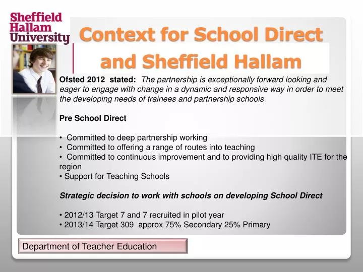 context for school direct and sheffield hallam