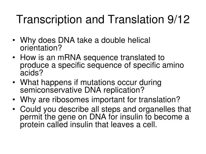 transcription and translation 9 12