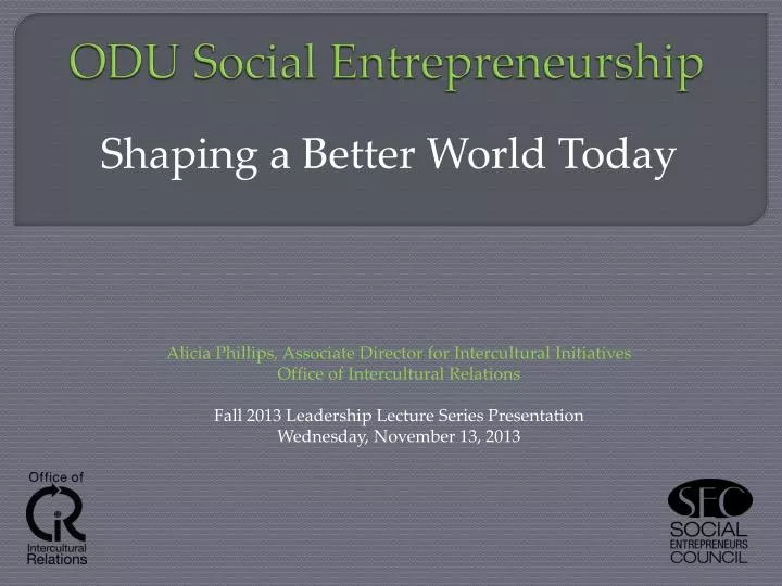 odu social entrepreneurship
