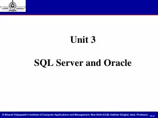 Unit 3 SQL Server and Oracle