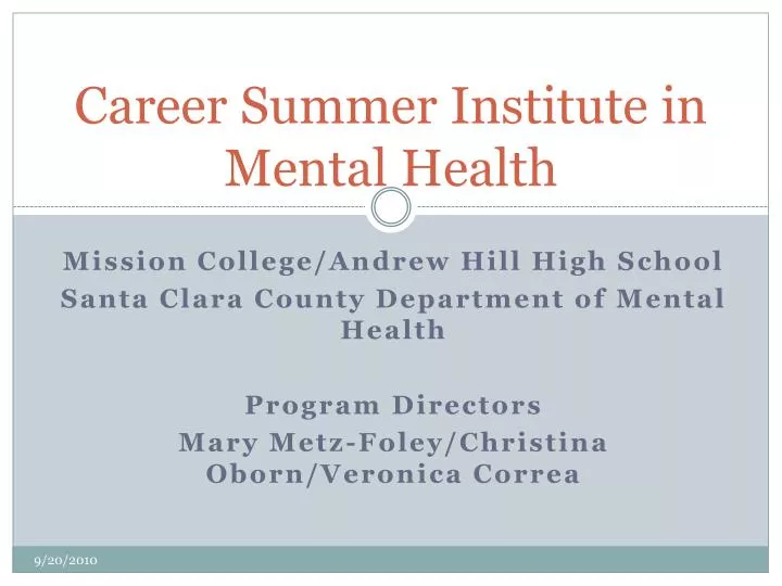 career summer institute in mental health