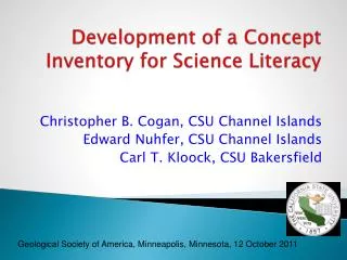 Development of a Concept Inventory for Science Literacy