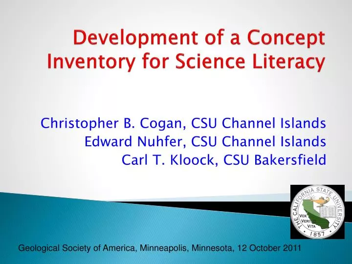 development of a concept inventory for science literacy