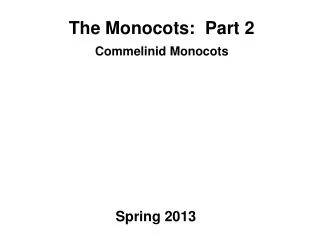 The Monocots: Part 2 Commelinid Monocots