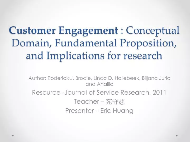 customer engagement conceptual domain fundamental proposition and implications for research