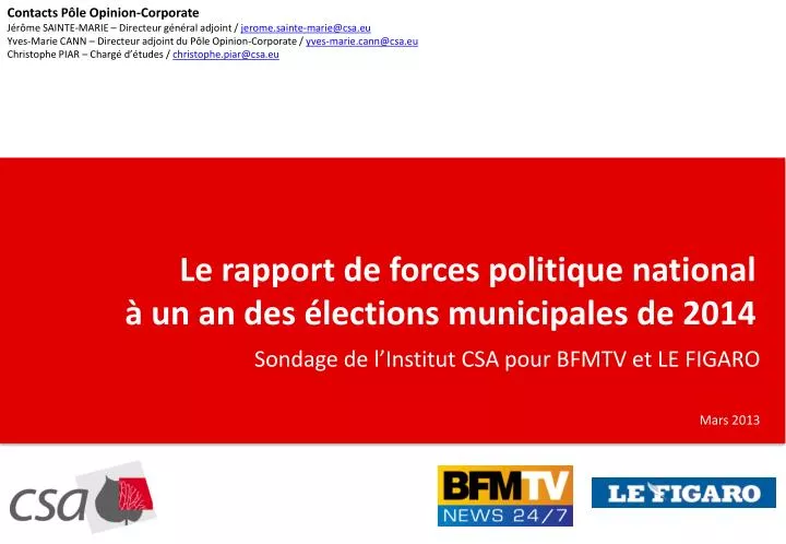 le rapport de forces politique national un an des lections municipales de 2014