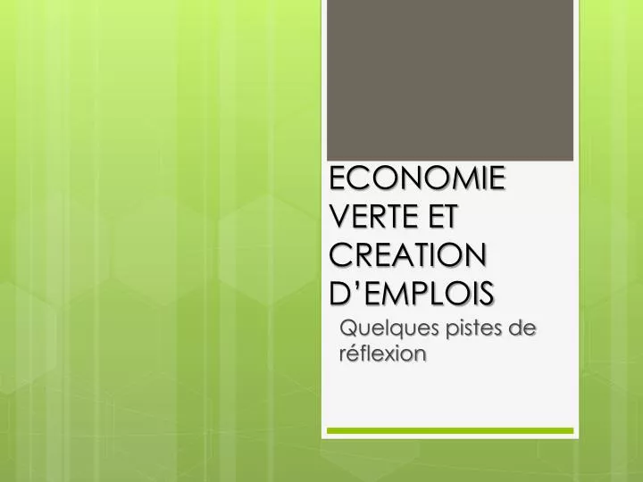 economie verte et creation d emplois