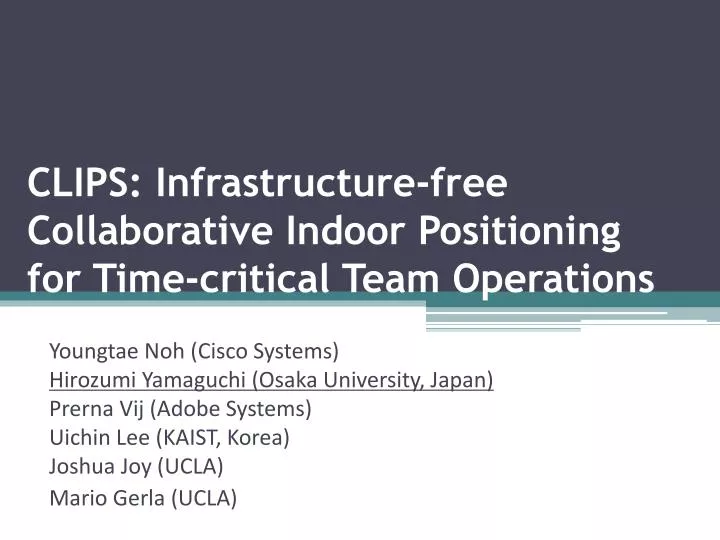 clips infrastructure free collaborative indoor positioning for time critical team operations