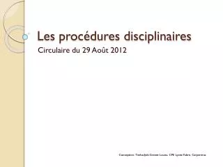 les proc dures disciplinaires