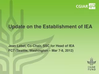 Update on the Establishment of IEA