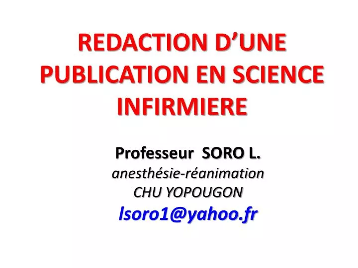 redaction d une publication en science infirmiere