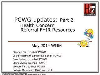 PCWG updates : Part 2 Health Concern Referral FHIR Resources