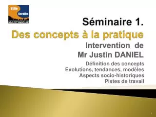 s minaire 1 des concepts la pratique intervention de mr justin daniel