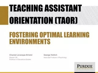 Teaching Assistant Orientation (TAOR)