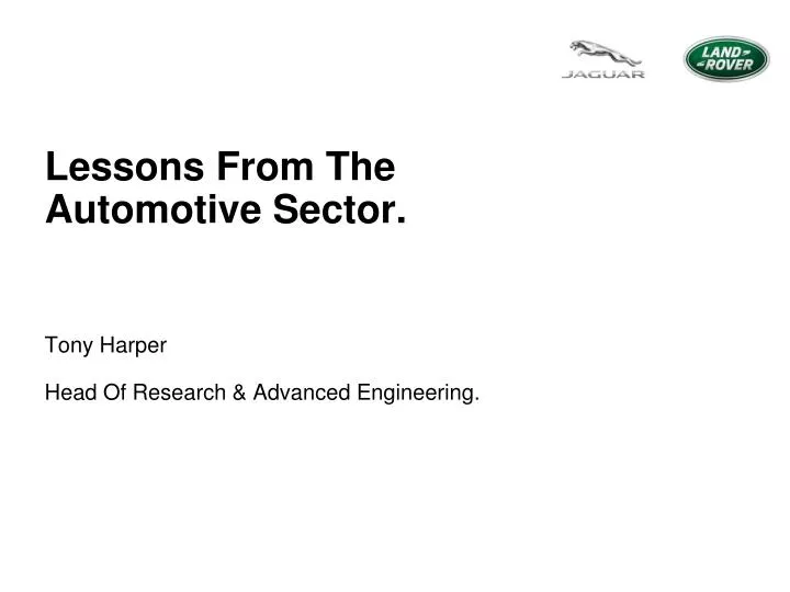 lessons from the automotive sector