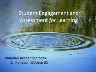 Student Engagement and Assessment for Learning