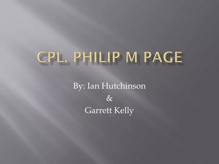 cpl philip m page
