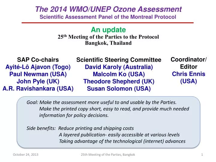 the 2014 wmo unep ozone assessment scientific assessment panel of the montreal protocol