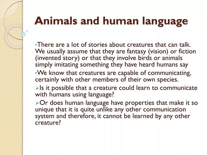 animals and human language