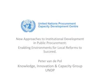 New Approaches to Institutional Development in Public Procurement: