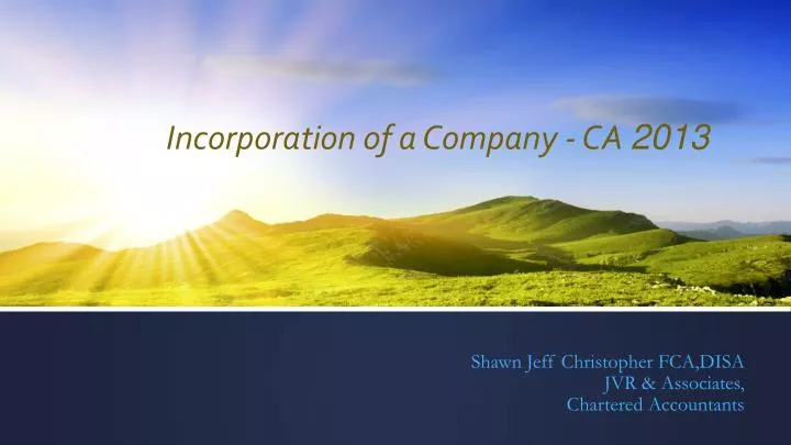 incorporation of a company ca 2013