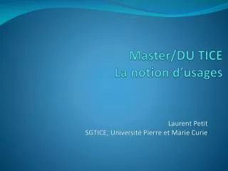 master du tice la notion d usages